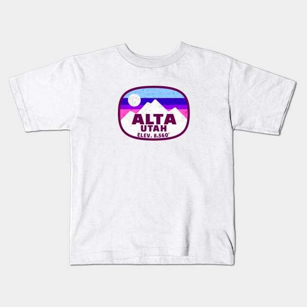 Skiing Alta Utah Ski Kids T-Shirt by heybert00